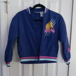 Vibrant Blue Kids Puffer Jacket with Pink Accents